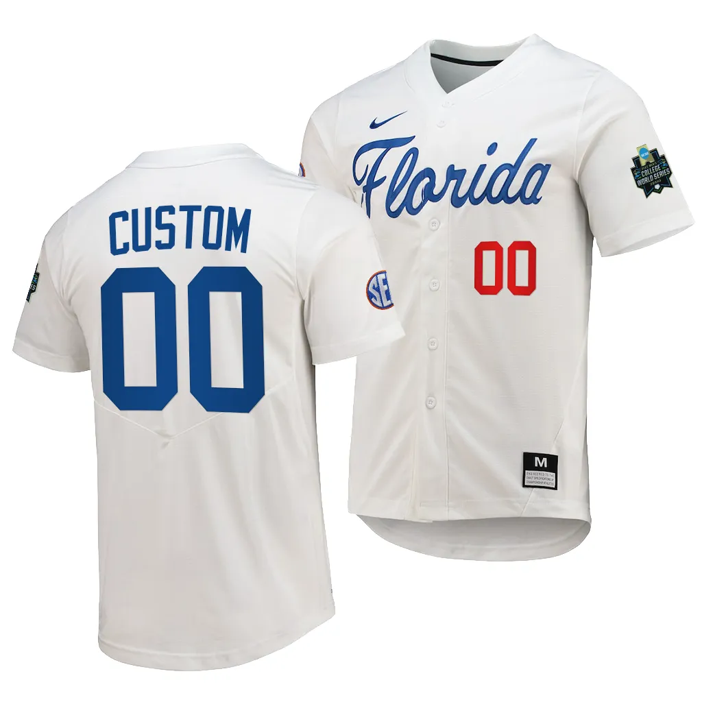 Florida Gators Custom College World Series White #00 Jersey YKK4XGXV