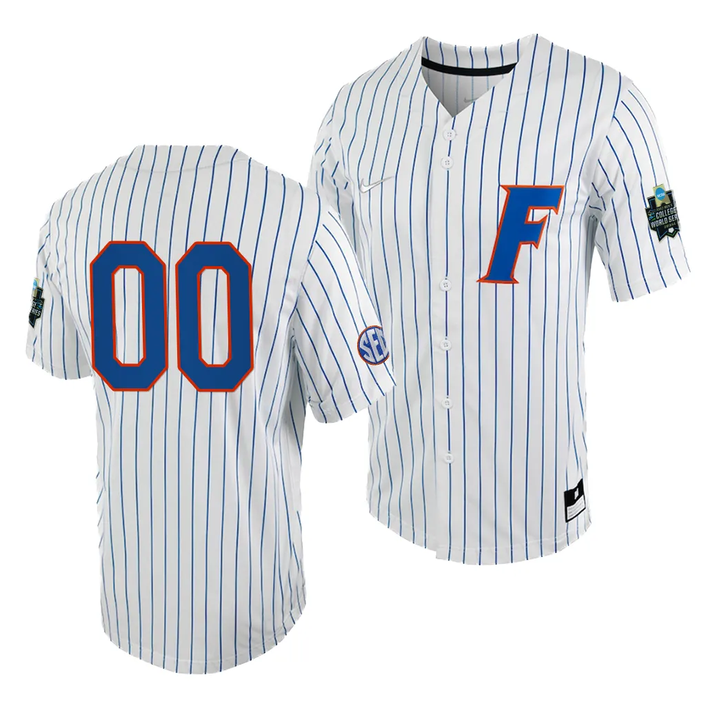 Florida Gators Custom College World Series White Royal #00 Full-Button Jersey EN0L6GXV