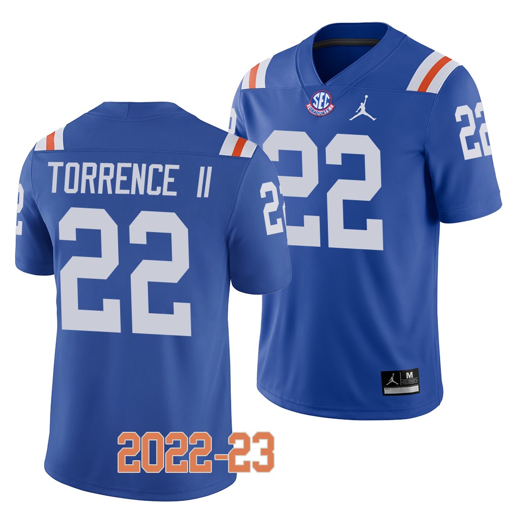 Florida Gators Rashad Torrence II College Jersey #22 Blue 2022-23 Throwback Uniform 2IE1BGXV