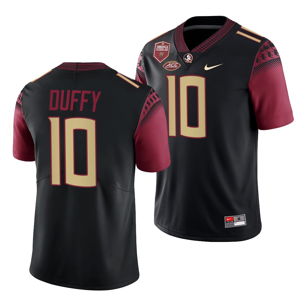 Florida State Seminoles #10 AJ Duffy Seminole Scholar patch Black Game Jersey 4ETIWGXV