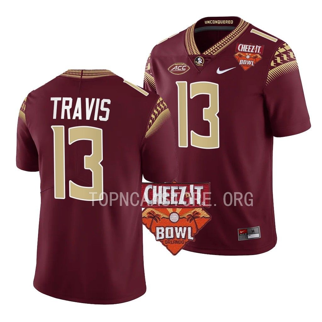 Florida State Seminoles #13 Jordan Travis Cheez-It Bowl Garnet College Jersey USIXEGXV