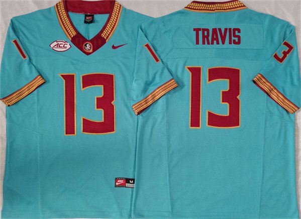 Florida State Seminoles #13 Jordan Travis Jersey Teal F.U.S.E College Football Stitched EK99JGXV