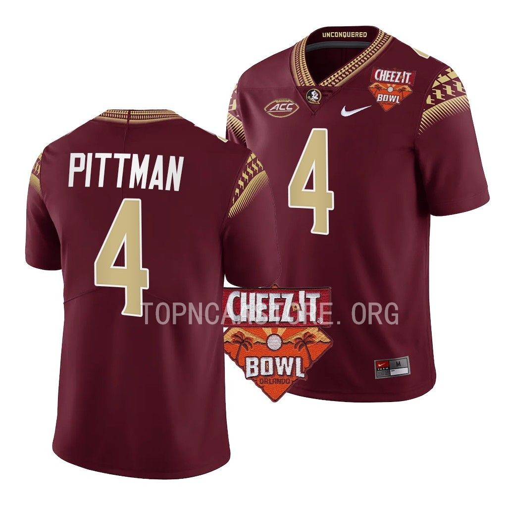 Florida State Seminoles #4 Mycah Pittman Cheez-It Bowl Garnet College Jersey HSISXGXV