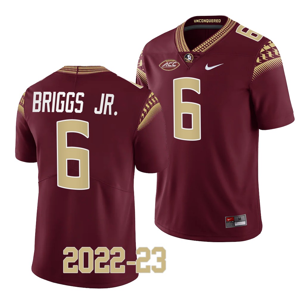 Florida State Seminoles #6 Dennis Briggs Jr. 2022-23 College Garnet Jersey JNFPVGXV
