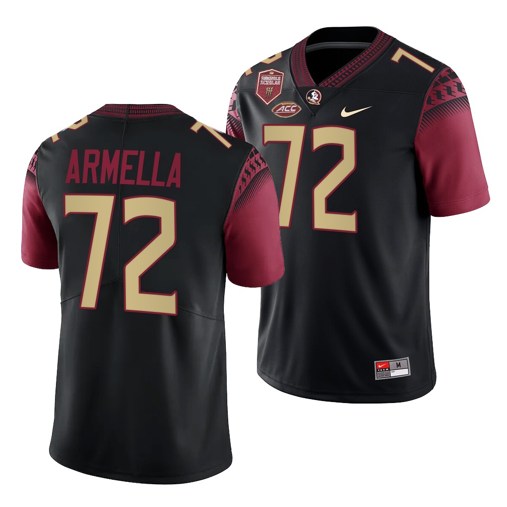 Florida State Seminoles #72 Julian Armella Seminole Scholar patch Black Game Jersey UADC6GXV