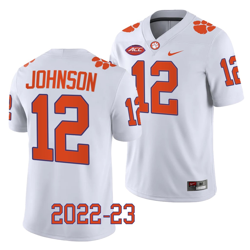 Hunter Johnson Clemson Tigers #12 White Jersey 2022-23 College Game Uniform GKFIJGXV