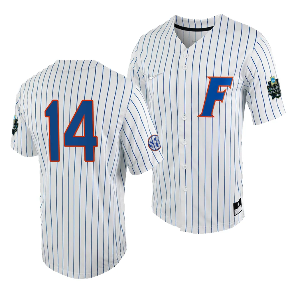 Jac Caglianone Florida Gators #14 White Royal College World Series Jersey APD4KGXV
