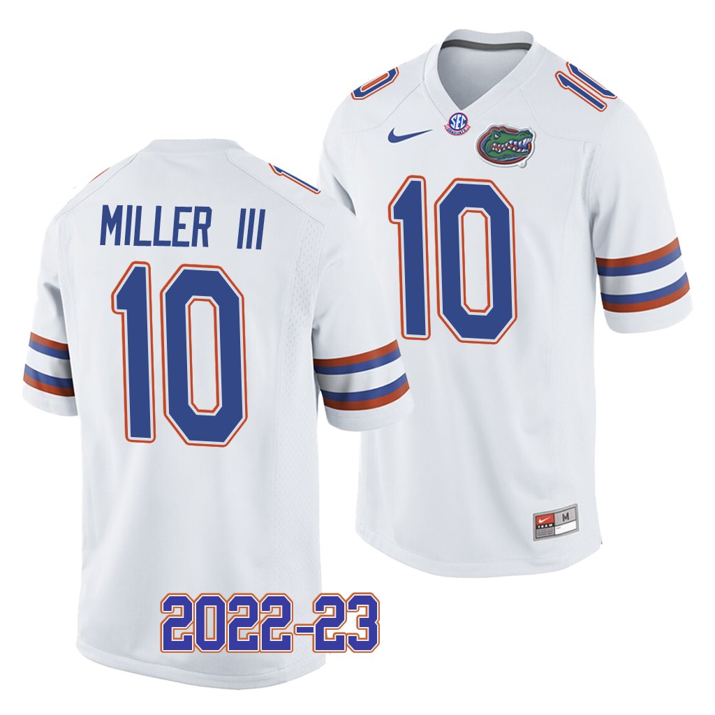 Jack Miller III Florida Gators 2022-23 College Jersey White #10 Uniform PITNEGXV