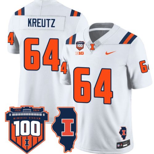 Josh Kreutz Jersey #64 Illinois Fighting Vapor Limited College Football Stitched White ZW4Z4GXV