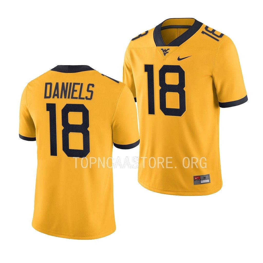 JT Daniels West Virginia Mountaineers Alternate Game #18 Jersey Gold Uniform UGBMHGXV