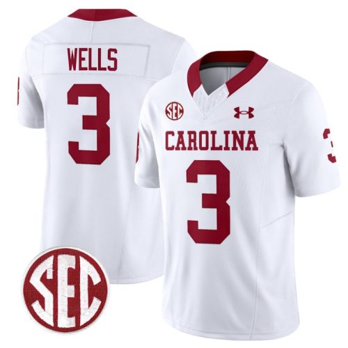 Juice Wells Jersey #3 South Carolina Gamecocks Football 1980 Throwback Vapor SEC Patch White SLCGPGXV