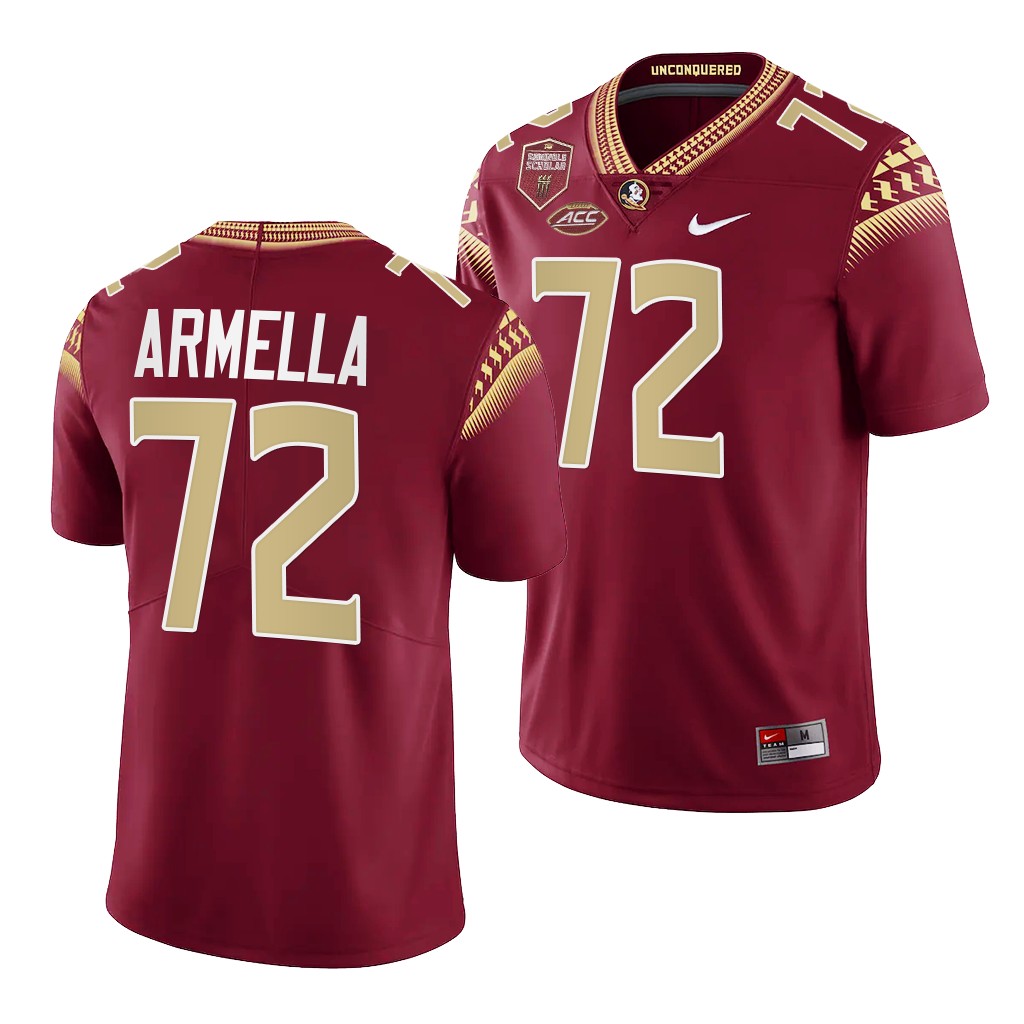 Julian Armella Florida State Seminoles #72 Garnet Jersey Seminole Scholar patch Limited Uniform EEPHCGXV