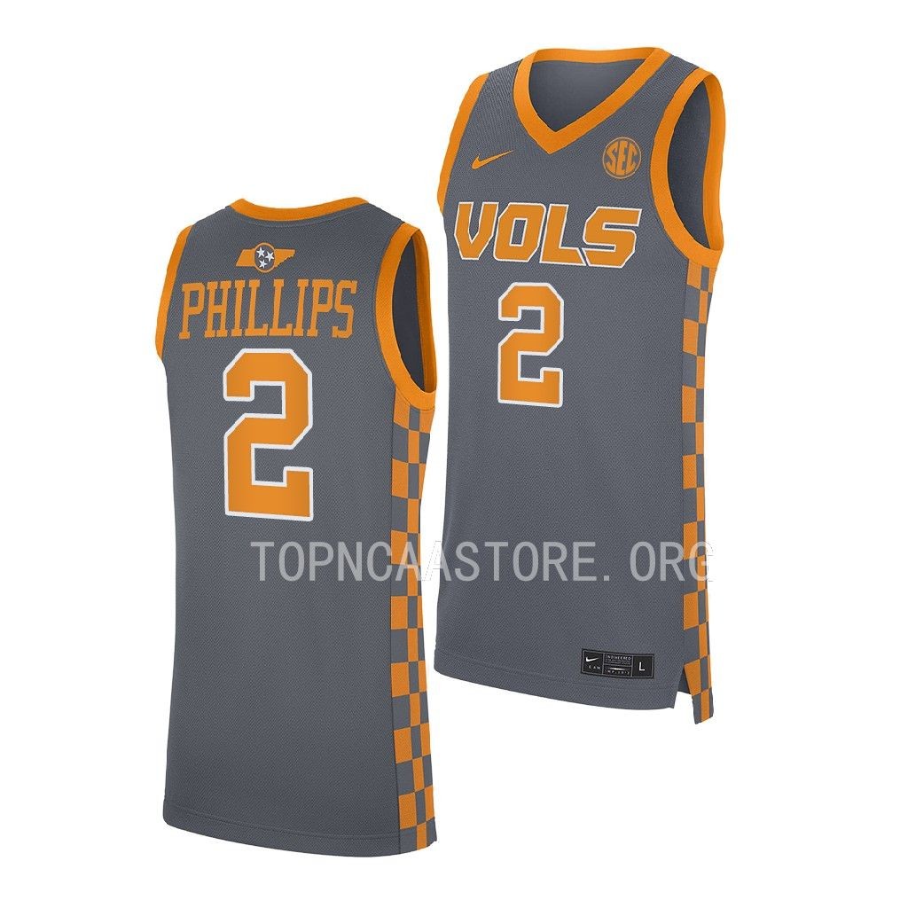 Julian Phillips #2 Tennessee Volunteers Jersey 2022-23 Grey T5FF4GXV