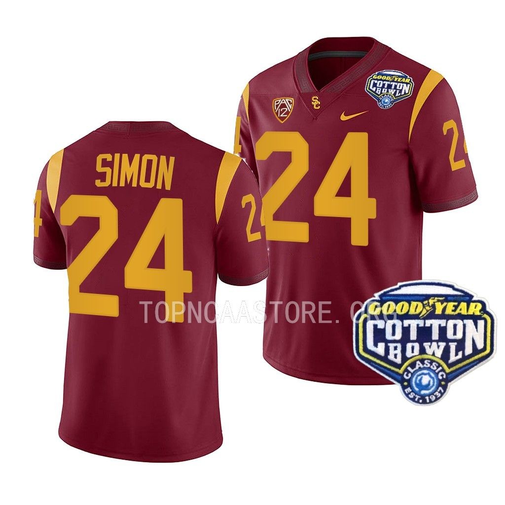 Julien Simon USC Trojans Cotton Bowl Cardinal Men College 24 Jersey 01W2RGXV