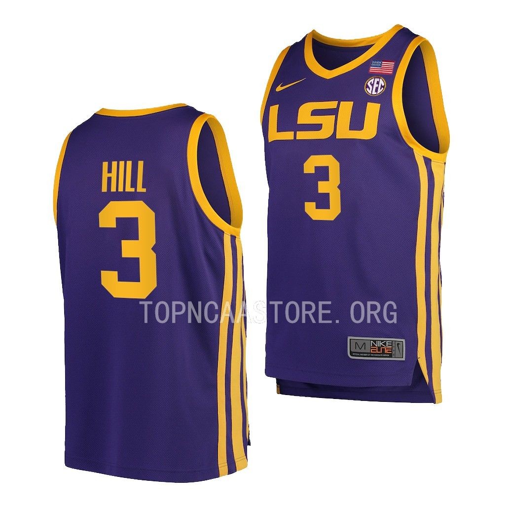 Justice Hill LSU Tigers #3 Purple College Jersey 2022-23 CSRD9GXV