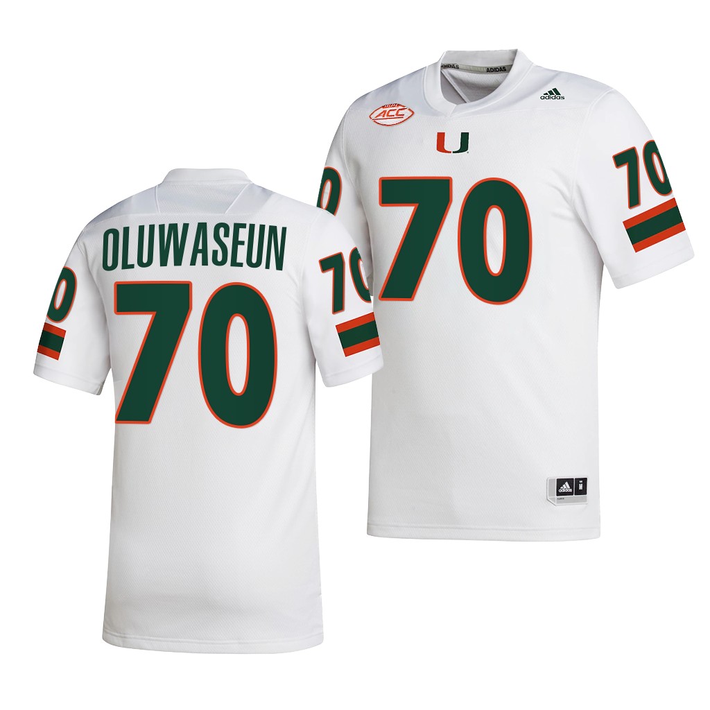 Justice Oluwaseun Miami Hurricanes #70 White Jersey 2022-23 College NIL Uniform U8GH0GXV