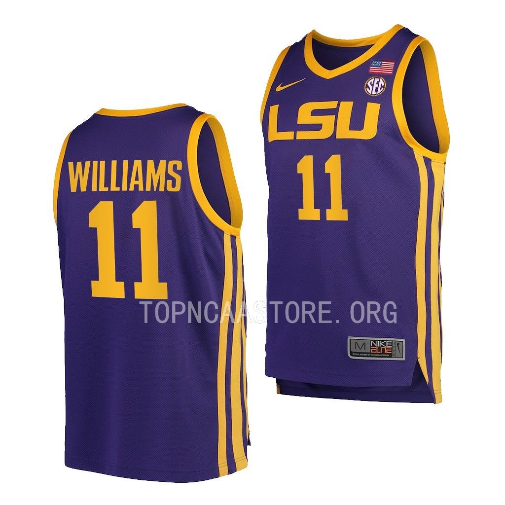 Justice Williams LSU Tigers #11 Purple College Jersey 2022-23 ICRSHGXV