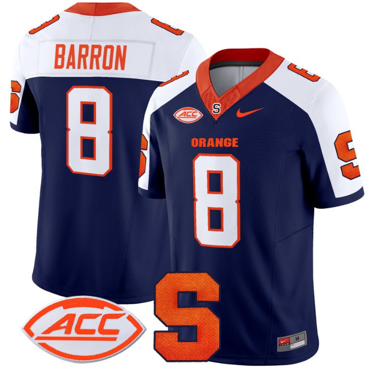 Justin Barron Jersey #8 Syracuse Orange Vapor Limited College Football Navy Alternate Y2MT1GXV
