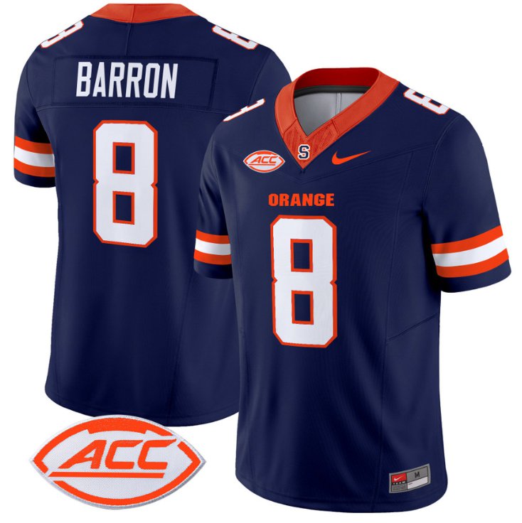Justin Barron Jersey #8 Syracuse Orange Vapor Limited College Football Navy R86IHGXV