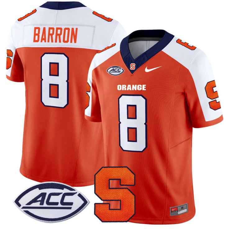Justin Barron Jersey #8 Syracuse Orange Vapor Limited College Football Orange Alternate 9CKL6GXV