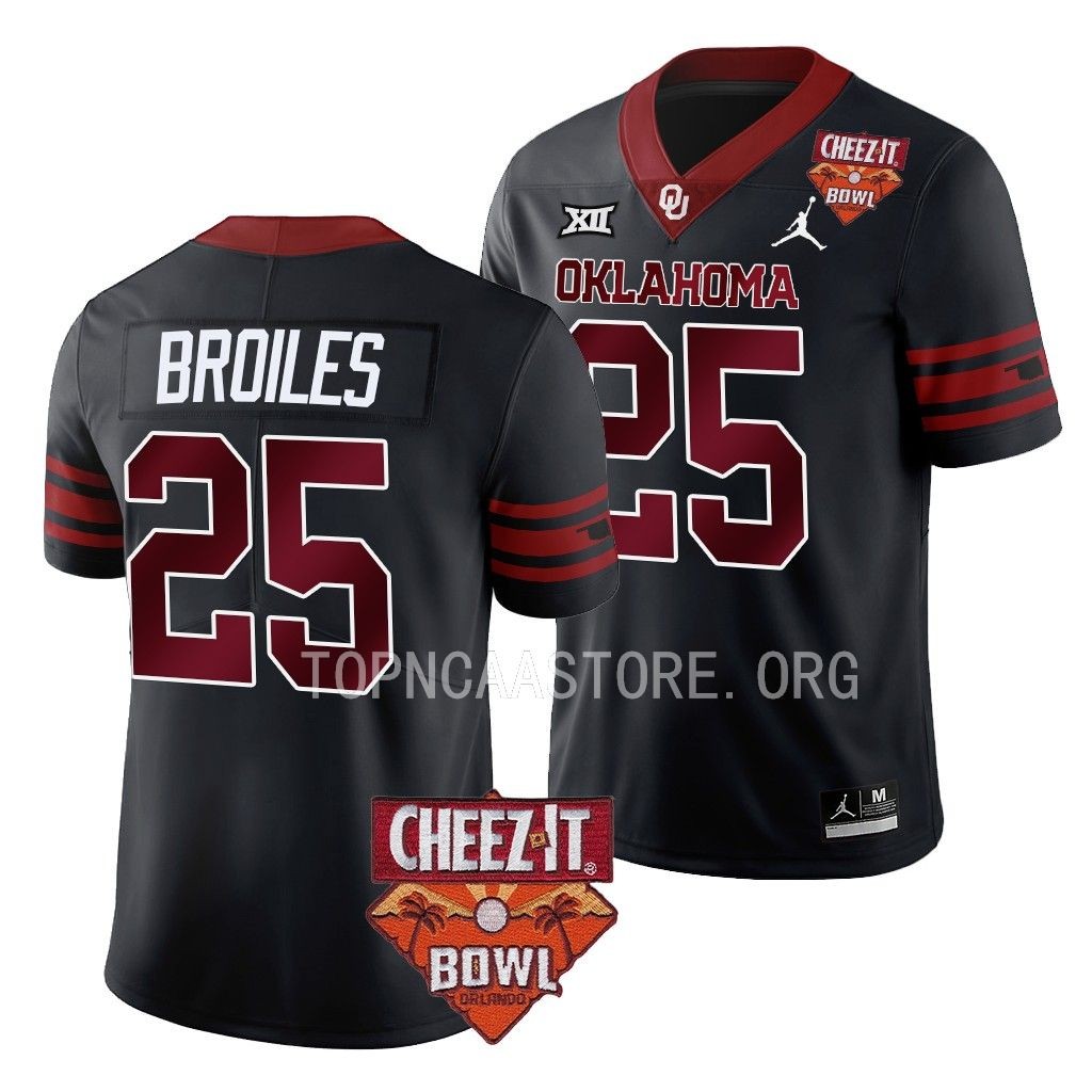 Justin Broiles Oklahoma Sooners Cheez-It Bowl #25 Jersey Black College Uniform QCBXOGXV