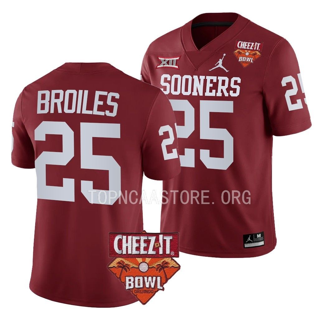 Justin Broiles Oklahoma Sooners Cheez-It Bowl #25 Jersey Crimson College Uniform 6FMIAGXV