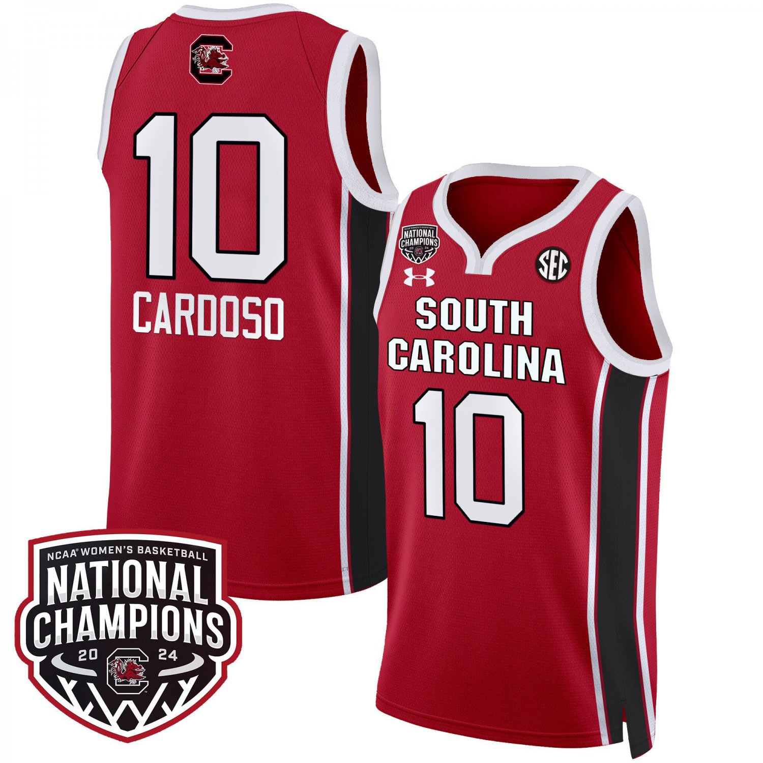 Kamilla Cardoso Jersey #10 South Carolina Gamecocks Basketball National Champions Red D7NW6GXV
