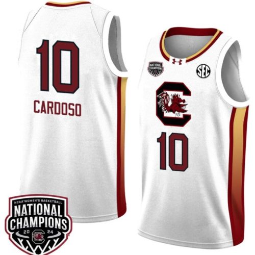 Kamilla Cardoso Jersey #10 South Carolina Gamecocks Basketball National Champions White Yellow HXUOAGXV