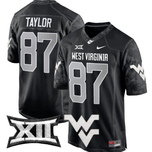 Kole Taylor Jersey #87 West Virginia Mountaineers Game Football Coal 75CH7GXV