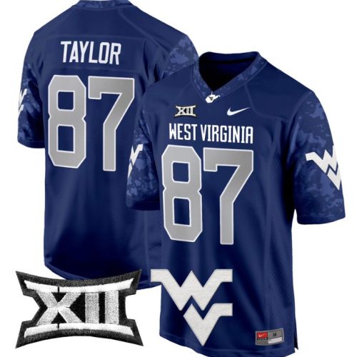 Kole Taylor Jersey #87 West Virginia Mountaineers Game Football Navy JOOQMGXV