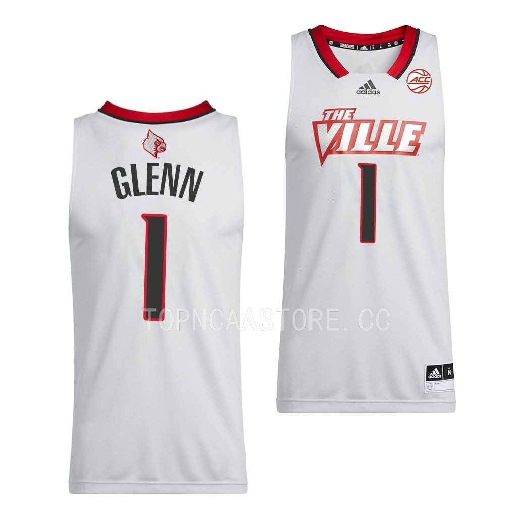Louisville Cardinals Kaleb Glenn Swingman uniform White #1 Jersey VUWPMGXV