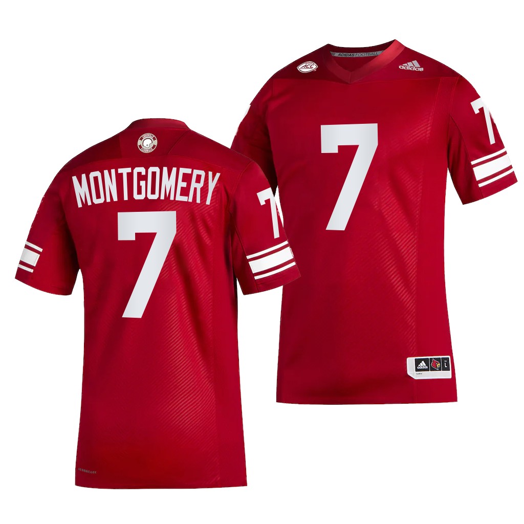 Louisville Cardinals Monty Montgomery Jersey 2022-23 Premier Strategy Red #7 Shirt HXAOUGXV