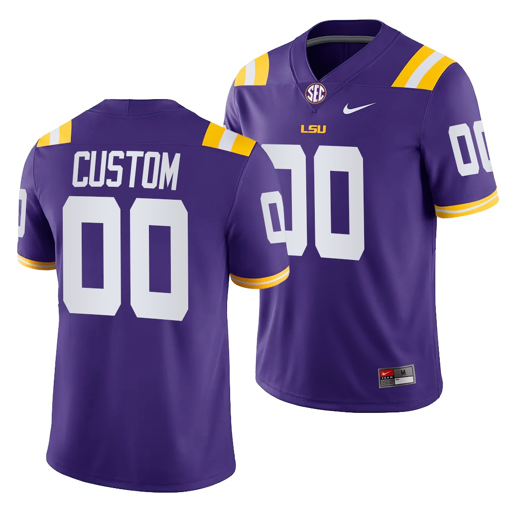 LSU Tigers 00 Custom Purple -22 College Game Jersey Men DIDPZGXV