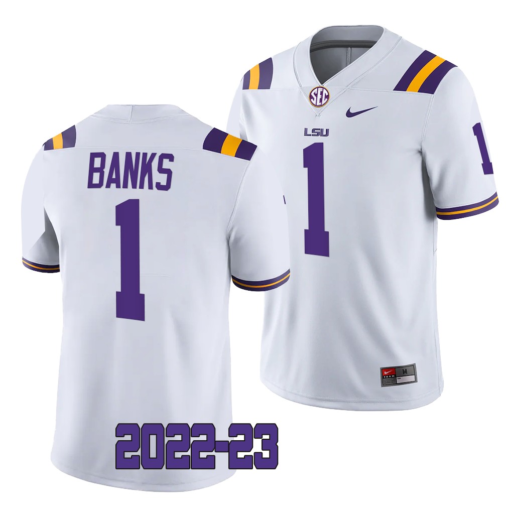 LSU Tigers #1 Sevyn Banks 2022-23 College White Game Jersey XOGAMGXV