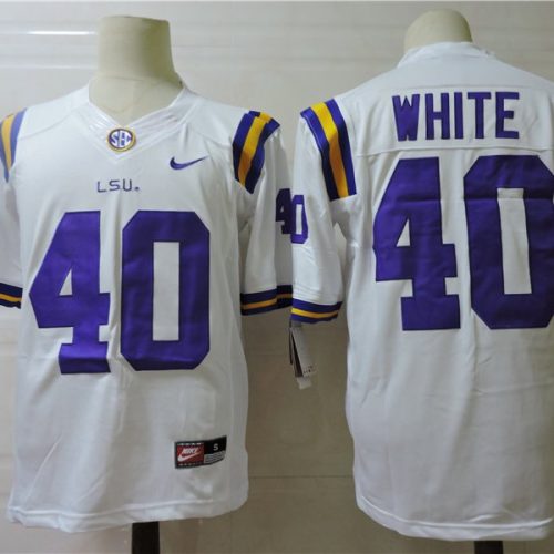 LSU Tigers #40 White College Football Jersey LSIRRGXV