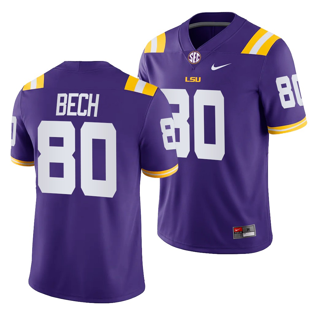 LSU Tigers 80 Jack Bech Purple -22 College Game Jersey Men VYMDIGXV