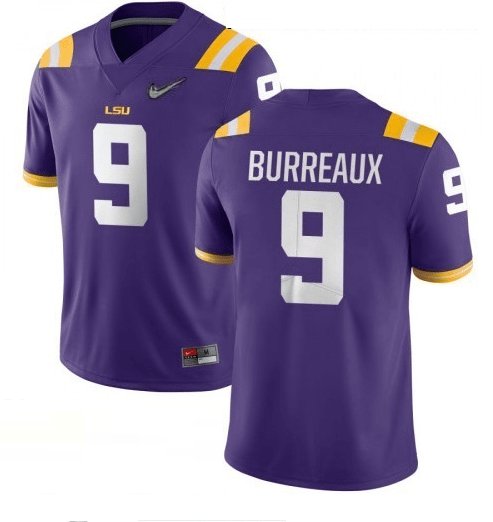 LSU Tigers #9 Joe Burreaux College Football Jersey Purple Diamond Quest 5RSLRGXV