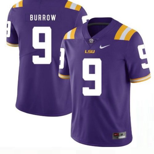LSU Tigers #9 Joe Burrow Football Jersey Purple 8UKKHGXV