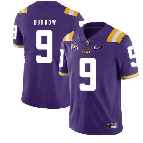 LSU Tigers #9 Joe Burrow Football Jersey Purple Diamond Quest UNU5NGXV
