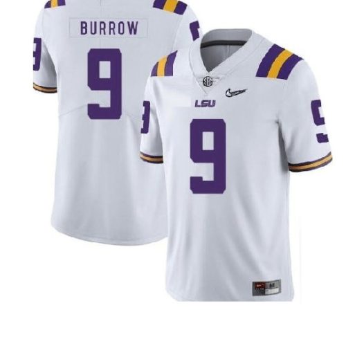 LSU Tigers #9 Joe Burrow Football Jersey White Diamond Quest 5RFFAGXV