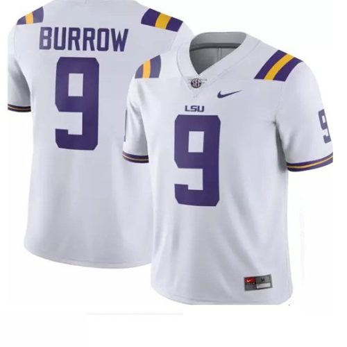LSU Tigers #9 Joe Burrow Football Jersey White Y0W9QGXV