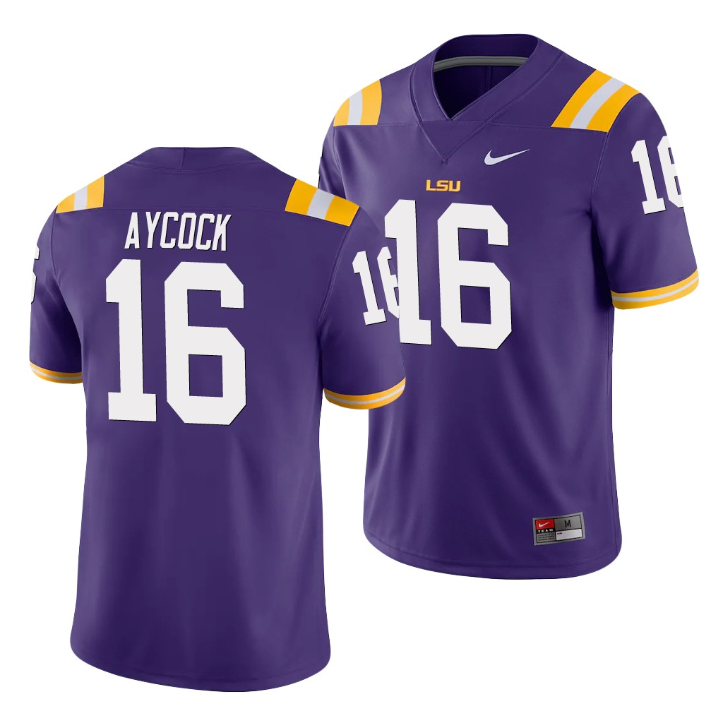 LSU Tigers AJ Aycock Purple Game College Jersey 7LZKLGXV
