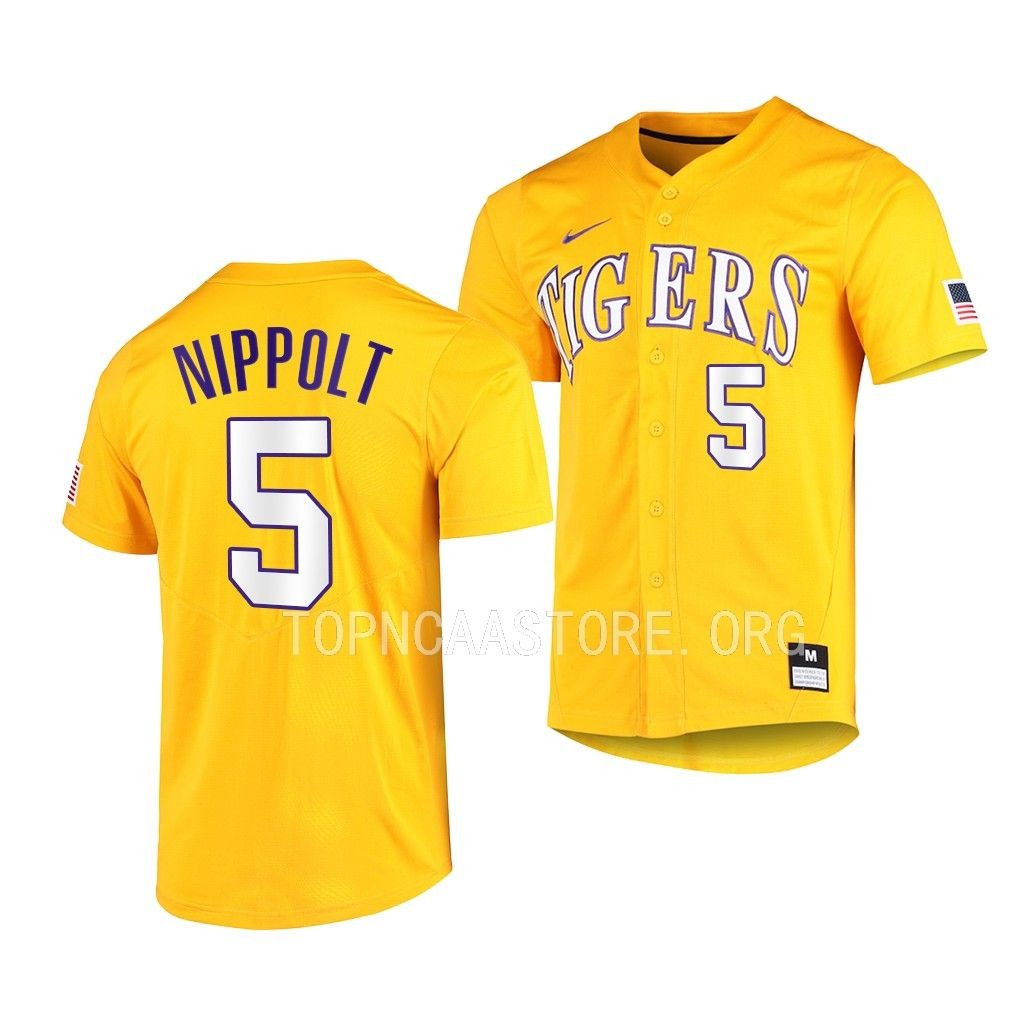 LSU Tigers Ben Nippolt Vapor Untouchable Elite Gold #5 Jersey Full-Button 5YH8NGXV