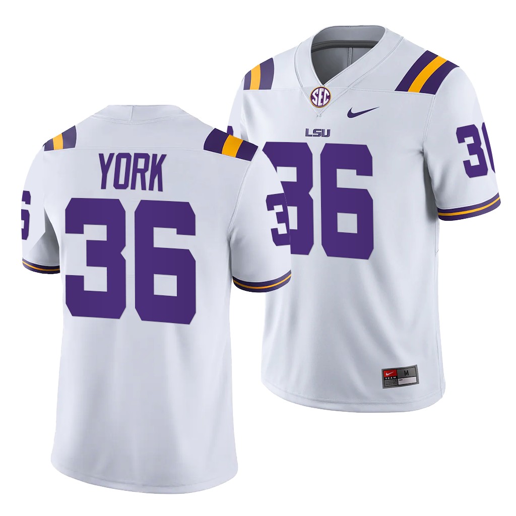 LSU Tigers Cade York 36 White -22 College Game Jersey Men TX0TDGXV