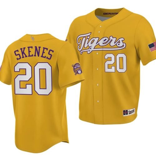 LSU Tigers College Baseball Paul Skenes Jersey College World Series Champions Gold #20 6KI0QGXV