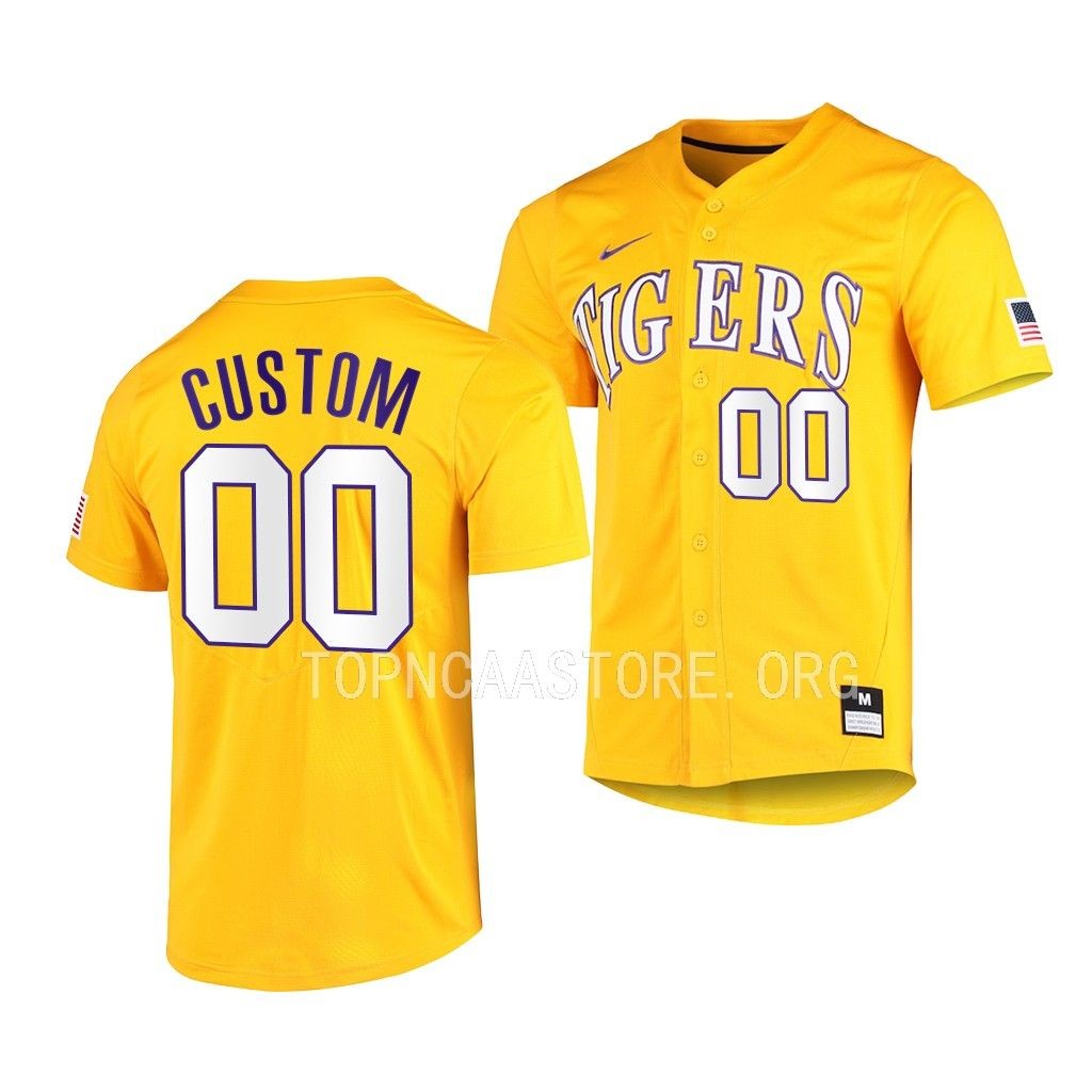 LSU Tigers Custom Vapor Untouchable Elite Gold #00 Jersey Full-Button F2NCJGXV