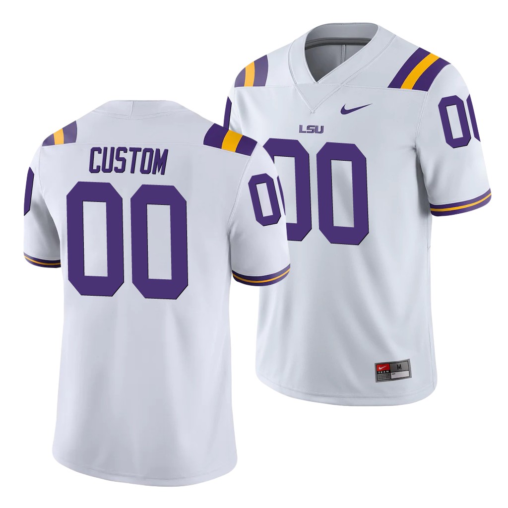 LSU Tigers Custom White -20 College Peach Bowl Champions Home Jersey O7DN5GXV
