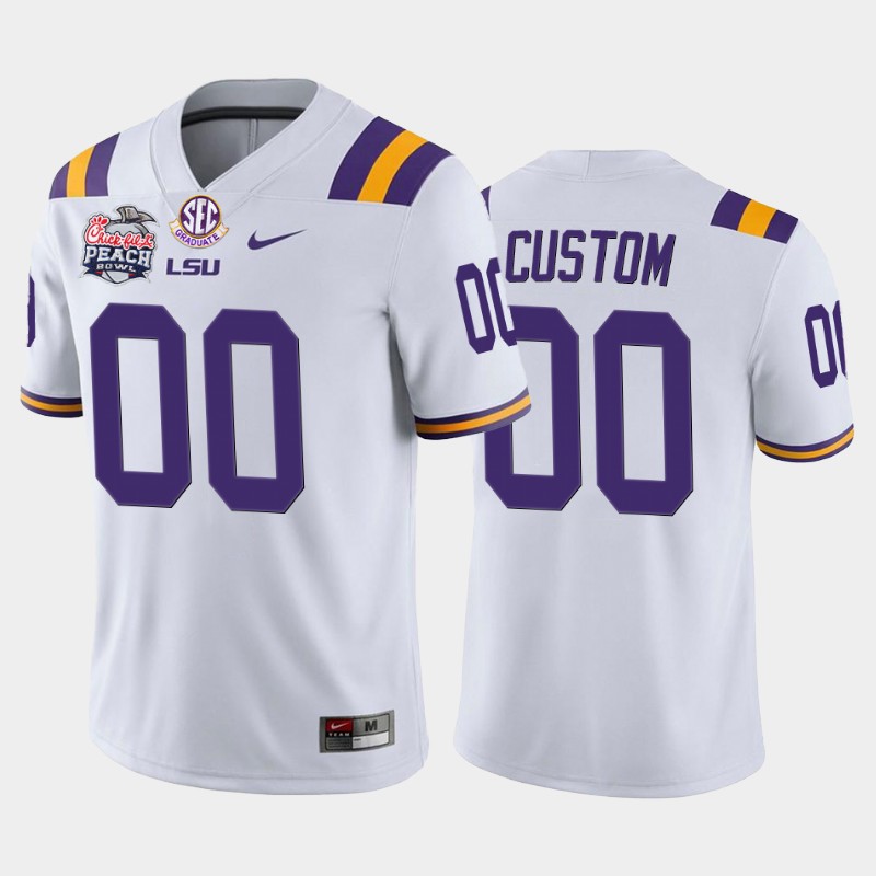 LSU Tigers Custom White -20 Home Peach Bowl Champions Jersey College E2NX1GXV