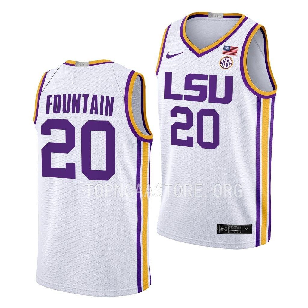 LSU Tigers Derek Fountain Limited uniform White #20 Jersey 2022-23 WMJL4GXV