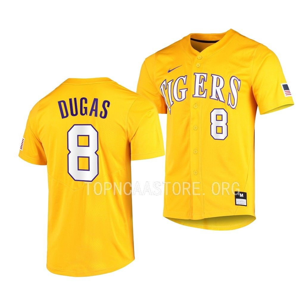 LSU Tigers Gavin Dugas Vapor Untouchable Elite Gold #8 Jersey Full-Button NEYLLGXV